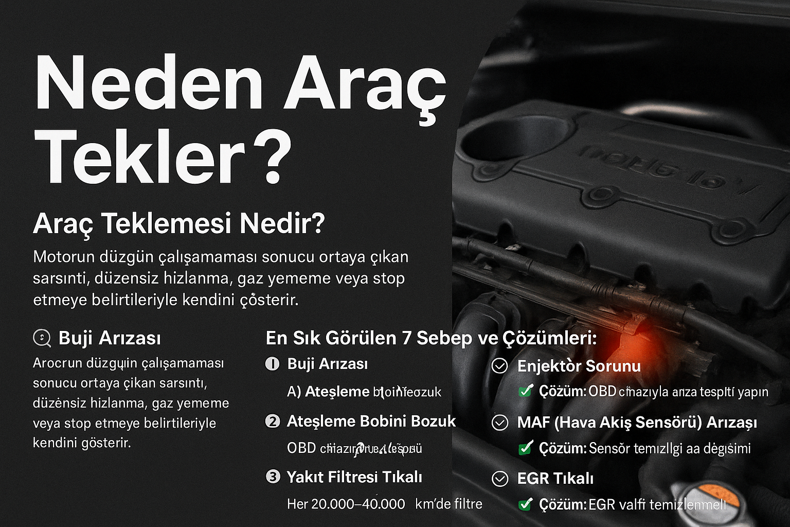 Aracım Neden Tekliyor? En Sık Görülen 7 Sebep ve Kesin Çözümler